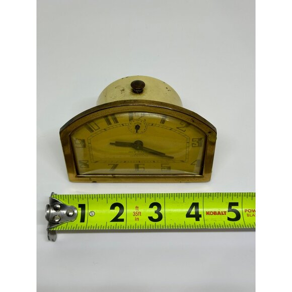 VTG New Haven Art Deco Clock Convex Dial Brass Mantel Clock Decor NOT WORKING - Picture 7 of 8
